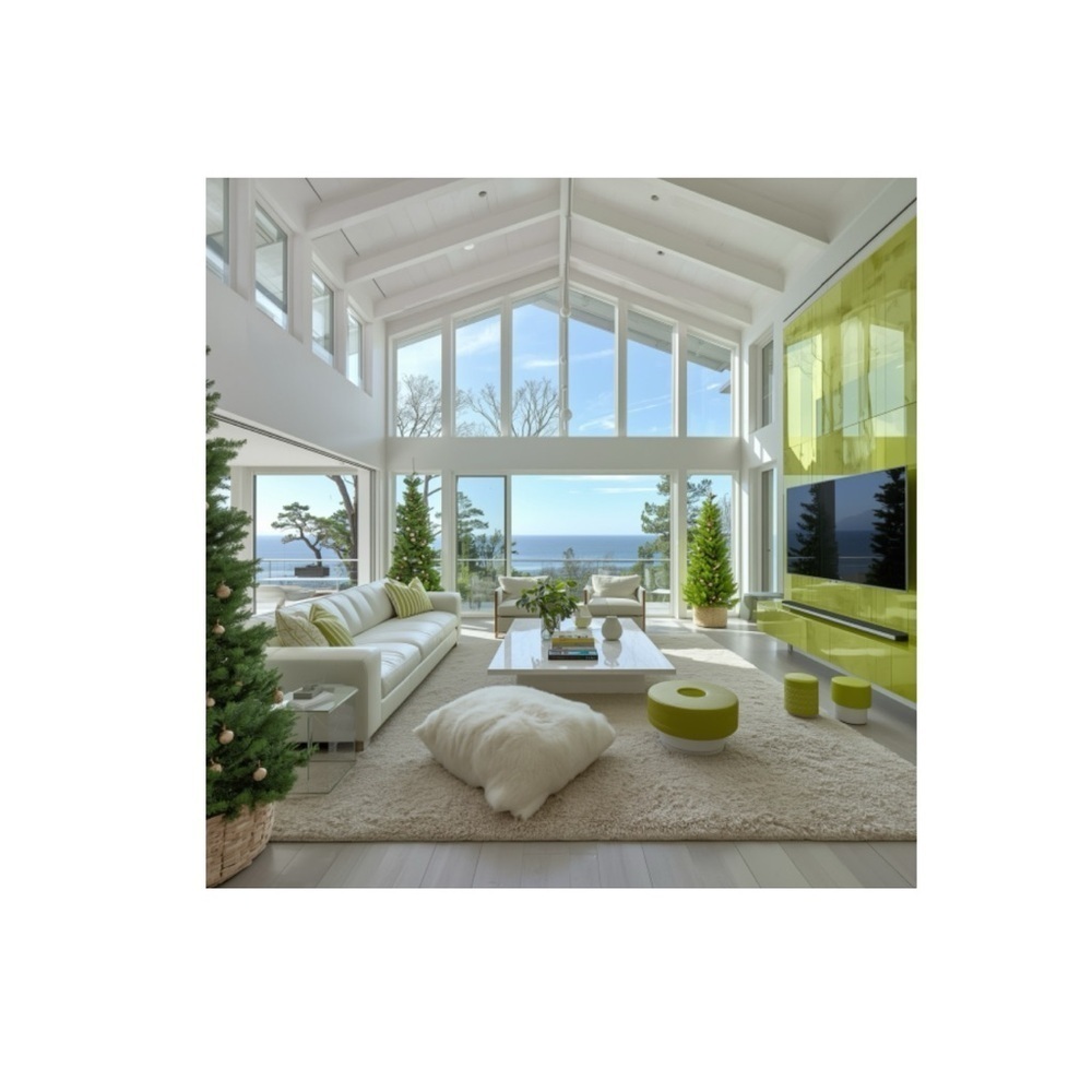 HANDCRAFTED digital art print or poster Elegant Green and White Holiday wall art
